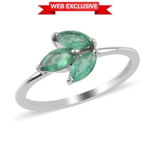 Zambian emerald 3stone ring in platinum over STS